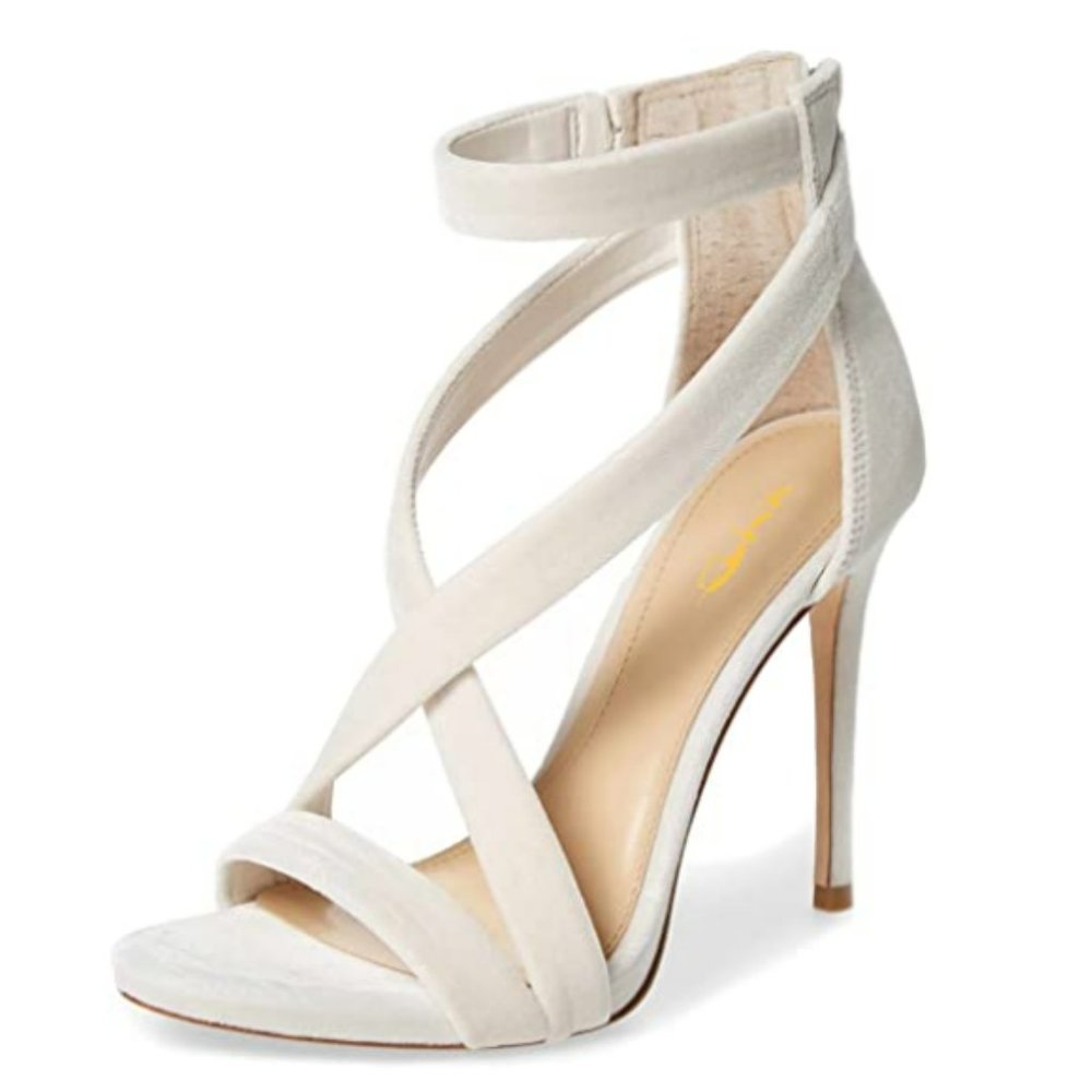 XYD White Open Toe Stilettos